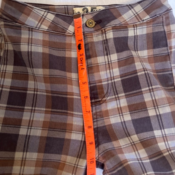 Free People Just Float On Flare Stretch Brown Plaid Jeans Bell Bottom Size 25 - Picture 7 of 16